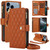 iPhone 17 Pro Max YM016 Rhombic Zipper Card Wallet Leather Phone Case with Lanyard - Brown