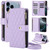 iPhone 17 Pro Max YM016 Rhombic Zipper Card Wallet Leather Phone Case with Lanyard - Light Purple