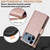 iPhone 17 Pro Max YM016 Rhombic Zipper Card Wallet Leather Phone Case with Lanyard - Rose Gold