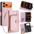 iPhone 17 Pro Max Zipper Bag Leather Phone Case - Rose Gold