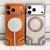 iPhone 17 Pro Armor Original Color Metal Frameless 360 Rotation Holder Magnetic Phone Case - Orange
