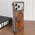 iPhone 17 Pro Armor Walnut Wood Metal Frameless 360 Rotation Holder Magnetic Phone Case - Dessert Gold