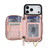 iPhone 17 Pro AwQuer 2 in 1 Crossbody Zipper Wallet Leather Back Phone Case - Rose Gold