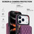 iPhone 17 Pro AwQuer Crossbody Zipper Wallet Rhombic Leather Back Phone Case - Dark Purple