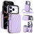 iPhone 17 Pro AwQuer Crossbody Zipper Wallet Rhombic Leather Back Phone Case - Purple
