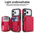 iPhone 17 Pro AwQuer Crossbody Zipper Wallet Rhombic Leather Back Phone Case - Red