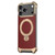 iPhone 17 Pro Borderless MagSafe Ring Holder Plain Leather Phone Case - Red