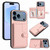 iPhone 17 Pro Button Card Bag RFID Anti-theft Phone Case - Pink