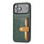 iPhone 17 Pro Calfskin Card Slot TPU Hybrid PU Phone Case - Green