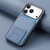 iPhone 17 Pro Carbon Fiber Card Bag Fold Stand Phone Case - Blue
