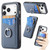iPhone 17 Pro Carbon Fiber Card Wallet Ring Phone Case - Blue