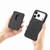 iPhone 17 Pro Carbon Fiber Leather Card Magsafe Phone Case - Black