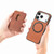 iPhone 17 Pro Carbon Fiber Leather Card Magsafe Phone Case - Brown