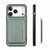 iPhone 17 Pro Carbon Fiber Leather Card Magsafe Phone Case - Green