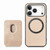 iPhone 17 Pro Carbon Fiber Leather Card Magsafe Phone Case - Khaki