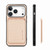 iPhone 17 Pro Carbon Fiber Leather Card Magsafe Phone Case - Khaki