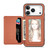 iPhone 17 Pro Carbon Fiber Magnetic Card Wallet RFID Blocking Phone Case - Brown
