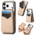 iPhone 17 Pro Carbon Fiber MagSafe Vertical Flip Card Bag Phone Case - Khaki
