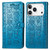iPhone 17 Pro Cat and Dog Embossed Leather Phone Case - Blue