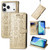 iPhone 17 Pro Cat and Dog Embossed Leather Phone Case - Gold