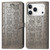 iPhone 17 Pro Cat and Dog Embossed Leather Phone Case - Gray