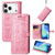 iPhone 17 Pro Cat and Dog Embossed Leather Phone Case - Pink