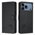 iPhone 17 Pro Cat Rat Embossed Pattern RFID Leather Phone Case with Lanyard - Black