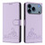 iPhone 17 Pro Cat Rat Embossed Pattern RFID Leather Phone Case with Lanyard - Purple