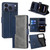 iPhone 17 Pro Contrast Color Side Buckle Leather Phone Case - Blue + Grey