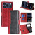 iPhone 17 Pro Contrast Color Side Buckle Leather Phone Case - Red + Black