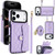 iPhone 17 Pro Crossbody Rhombic Horizontal Wallet Leather Phone Case - Purple