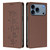 iPhone 17 Pro Cute Cats Embossed Magnetic RFID Vegan Leather Phone Case - Brown