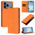 iPhone 17 Pro Cute Cats Embossed Magnetic RFID Vegan Leather Phone Case - Orange
