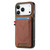 iPhone 17 Pro Denim Texture Leather Skin Phone Case with Card Slot - Brown