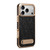 iPhone 17 Pro Denior A25 Retro Flower Texture MagSafe Genuine Leather Phone Case with Holder - Black