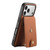 iPhone 17 Pro Denior D14 NK Retro Pattern MagSafe Magnetic Card Holder Leather Phone Case - Brown
