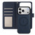 iPhone 17 Pro Detachable Litchi Texture Magnetic Side-Patch Vegan Leather Phone Case - Brown Dark Blue
