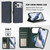 iPhone 17 Pro Detachable Litchi Texture Magnetic Side-Patch Vegan Leather Phone Case - Dark Blue Dark Green