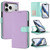 iPhone 17 Pro Detachable Litchi Texture Magnetic Side-Patch Vegan Leather Phone Case - Purple Mint Green