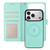 iPhone 17 Pro Detachable Litchi Texture Magnetic Side-Patch Vegan Leather Phone Case - Purple Mint Green