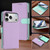 iPhone 17 Pro Detachable Litchi Texture Magnetic Side-Patch Vegan Leather Phone Case - Purple Mint Green
