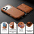 iPhone 17 Pro Detachable Magnetic Card Bag Phone Case with Finger Ring Grip & Anti-loss Rope - Brown
