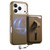 iPhone 17 Pro Detachable Magnetic Card Bag Phone Case with Finger Ring Grip & Anti-loss Rope - Khaki