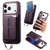 iPhone 17 Pro Detachable Magnetic Card Bag Phone Case with Finger Ring Grip & Anti-loss Rope - Purple