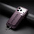 iPhone 17 Pro Detachable Magnetic Card Bag Phone Case with Finger Ring Grip & Anti-loss Rope - Purple