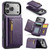 iPhone 17 Pro DG.MING M5 Series Zip RFID Multi Card Detachable Leather Phone Case - Purple