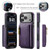 iPhone 17 Pro DG.MING M5 Series Zip RFID Multi Card Detachable Leather Phone Case - Purple