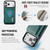 iPhone 17 Pro DG.MING M6 Series RFID Tri-fold Card Bag Removable Leather Phone Case - Green