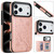 iPhone 17 Pro Double Buckle Butterfly Embossing PU Phone Case - Rose Gold