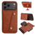 iPhone 17 Pro Double Buckle Card Slots Magnetic Phone Case - Brown